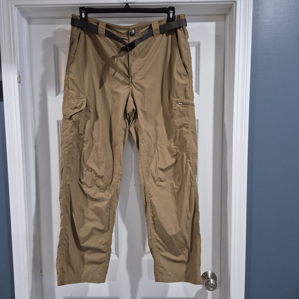 Columbia Pants Mens 36x30 Tan Cargo Hiking Ripstop Nylon Packable Omni-Shade